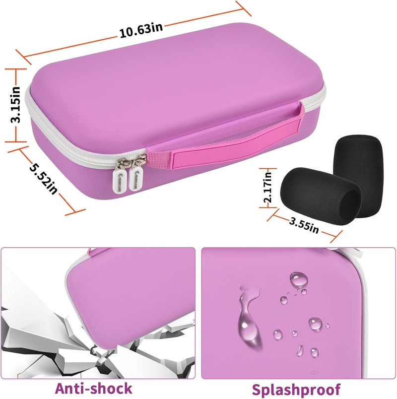 Comecase حافظة ميكروفون لاسلكي لجهاز JBL PartyBox ونظام ميكروفون مزدوج، صندوق تخزين للسفر للميكروفونات الكاريوكي مع غطاء رغوي للميكروفون، يحمل 2 ميكروفون، مستقبلات، محولات، بطاريات AA - بنفسجي - Image 5